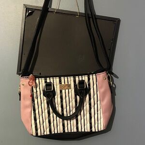Vintage Betsy Johnson Elegant Pink and Black Quilted Handbag